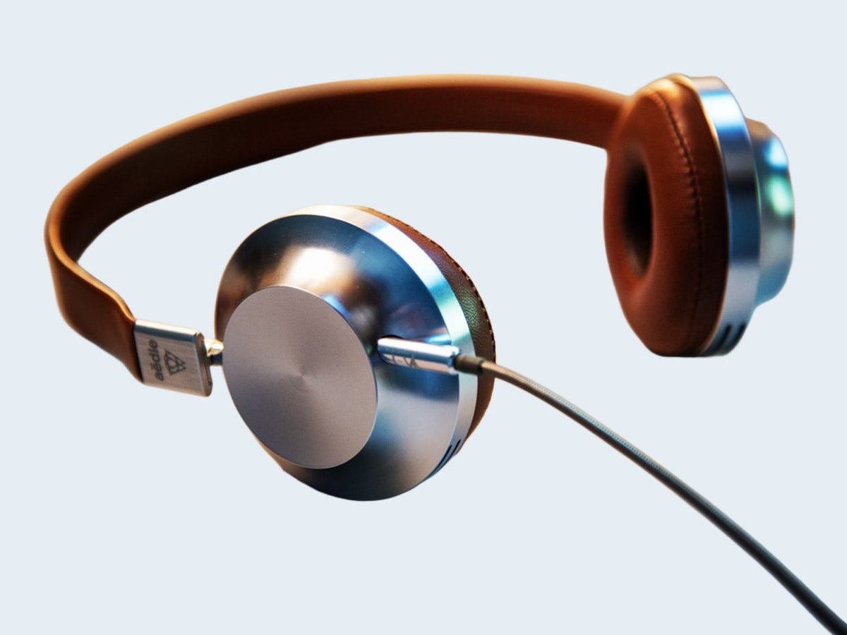 Headphones kept on a studio color